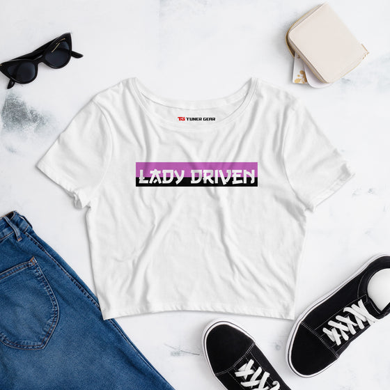 Lady Driven - Women’s Crop Tee (White)